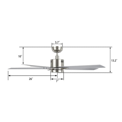 Carro Montgomery 52in 5-Blade Smart Ceiling Fan | Modern Brushed Nickel Silver and Plywood Blades | Living Room & Bedroom | 13.2 | Model SFR525G3-L11-SJ-1