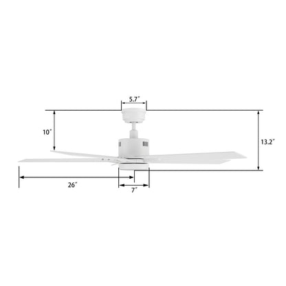 Carro Montgomery 52in 5-Blade Smart Ceiling Fan | Modern White and Plywood Blades | Living Room & Bedroom | 13.2 x 52 x 52 in | Model SFR525G3-L11-W1-1