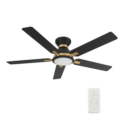 Carro Espear 52in 5-Light Ceiling Fan | Modern Black and Gold Plywood Blades | Living Room & Covered Patio | 52 x 52 x 11 in | Model SFR525J-L12-B2-1G-FMA