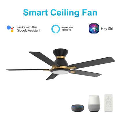 Carro Espear 52in 5-Light Ceiling Fan | Modern Black and Gold Plywood Blades | Living Room & Covered Patio | 52 x 52 x 11 in | Model SFR525J-L12-B2-1G-FMA