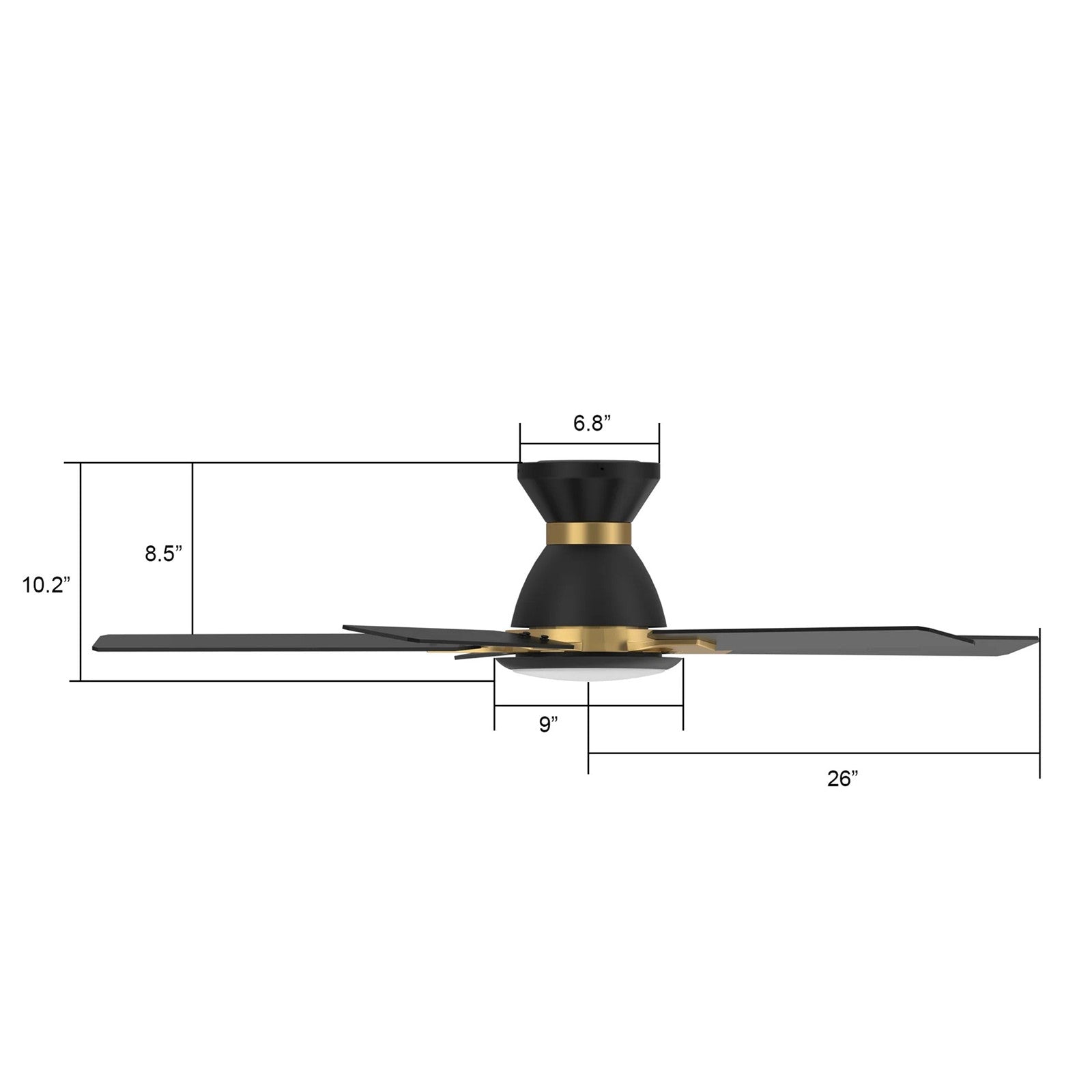 Carro Espear 52in 5-Light Ceiling Fan | Modern Black and Gold Plywood Blades | Living Room & Covered Patio | 52 x 52 x 11 in | Model SFR525J-L12-B2-1G-FMA