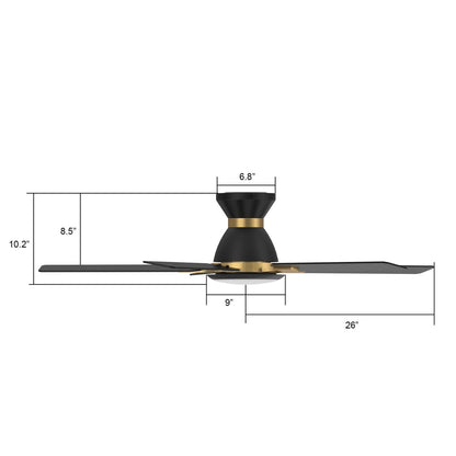 Carro Espear 52in 5-Light Ceiling Fan | Modern Black and Gold Plywood Blades | Living Room & Covered Patio | 52 x 52 x 11 in | Model SFR525J-L12-B2-1G-FMA