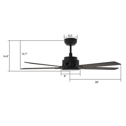 Carro Espear 52in 5-Light Ceiling Fan | Modern Black Walnut Plywood Blades | Living Room & Covered Patio | 52 x 52 x 14.4 in | Model SFR525J-L12-B5-1