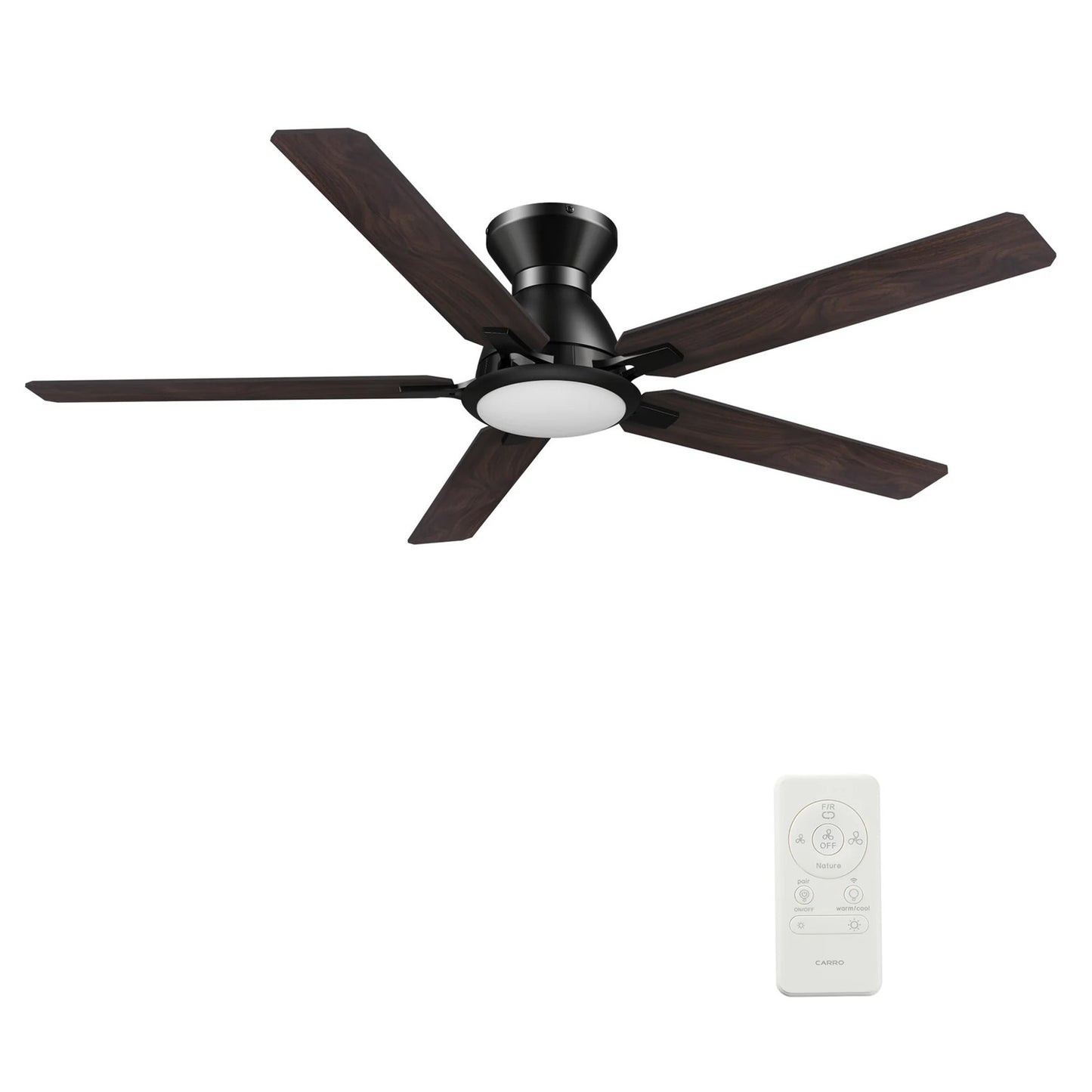 Carro Espear 52in 5-Light Ceiling Fan | Modern Black Barnwood Plywood Blades | Living Room & Covered Patio | 52 x 52 x 11 in | Model SFR525J-L12-BG-1-FM