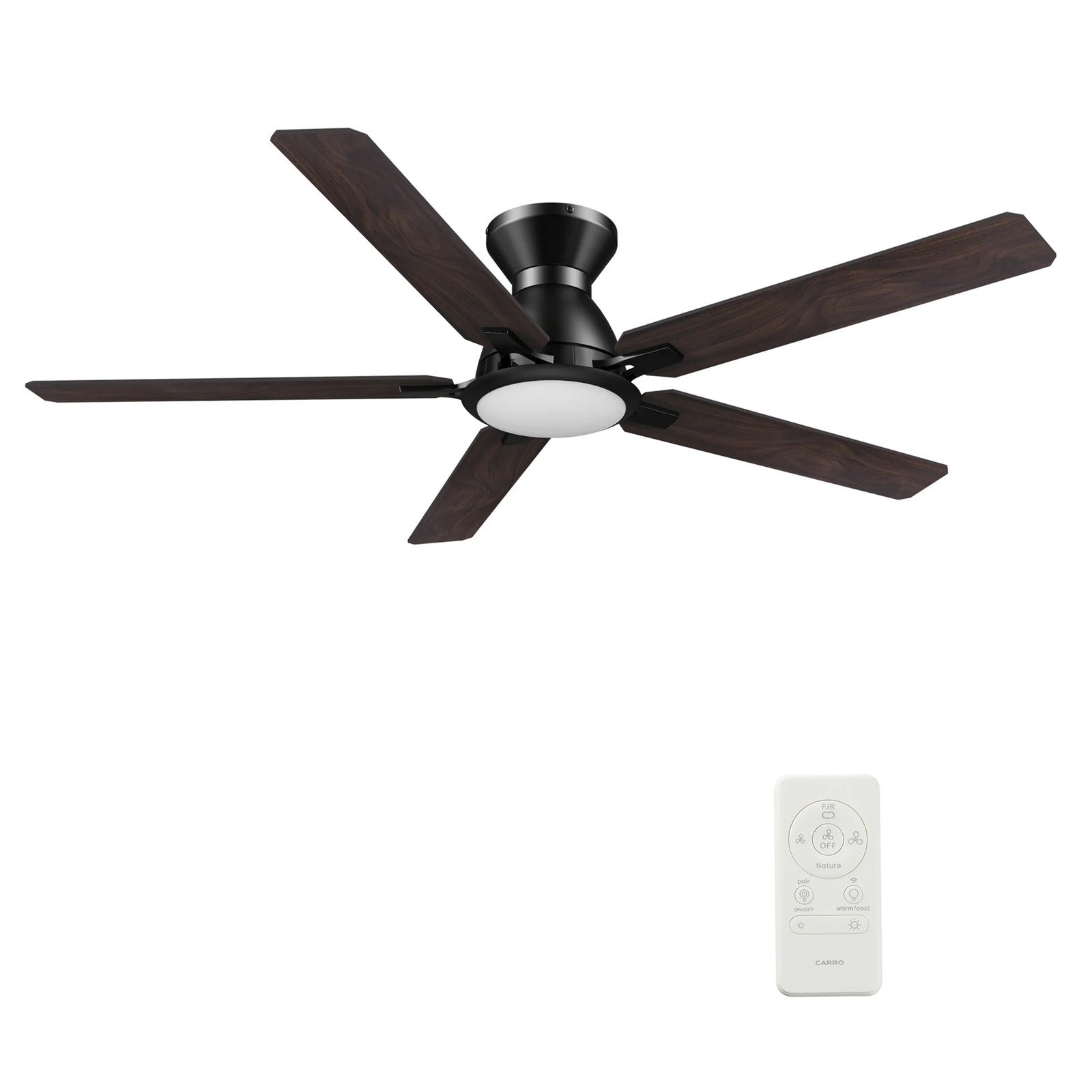 Carro Espear 52in 5-Light Ceiling Fan | Modern Black Barnwood Plywood Blades | Living Room & Covered Patio | 52 x 52 x 11 in | Model SFR525J-L12-BG-1-FM