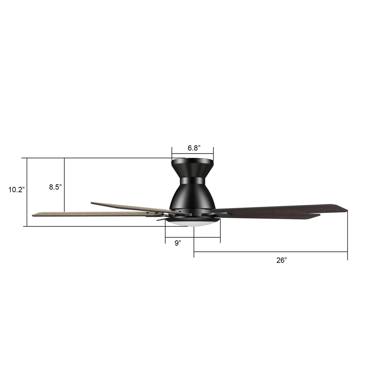 Carro Espear 52in 5-Light Ceiling Fan | Modern Black Barnwood Plywood Blades | Living Room & Covered Patio | 52 x 52 x 11 in | Model SFR525J-L12-BG-1-FM