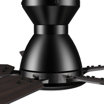Carro Espear 52in 5-Light Ceiling Fan | Modern Black Barnwood Plywood Blades | Living Room & Covered Patio | 52 x 52 x 11 in | Model SFR525J-L12-BG-1-FM