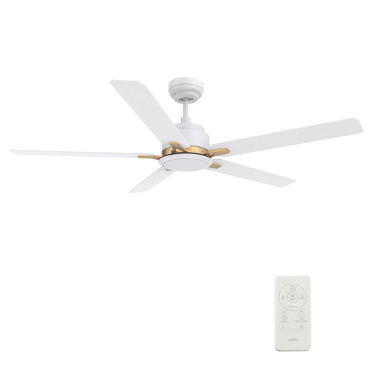 Carro Espear 52in Smart Ceiling Fan | White Gold Plywood Blades and Integrated LED | Large Living Rooms & Covered Patios | 52 x | Model SFR525J-L12-W1-1G