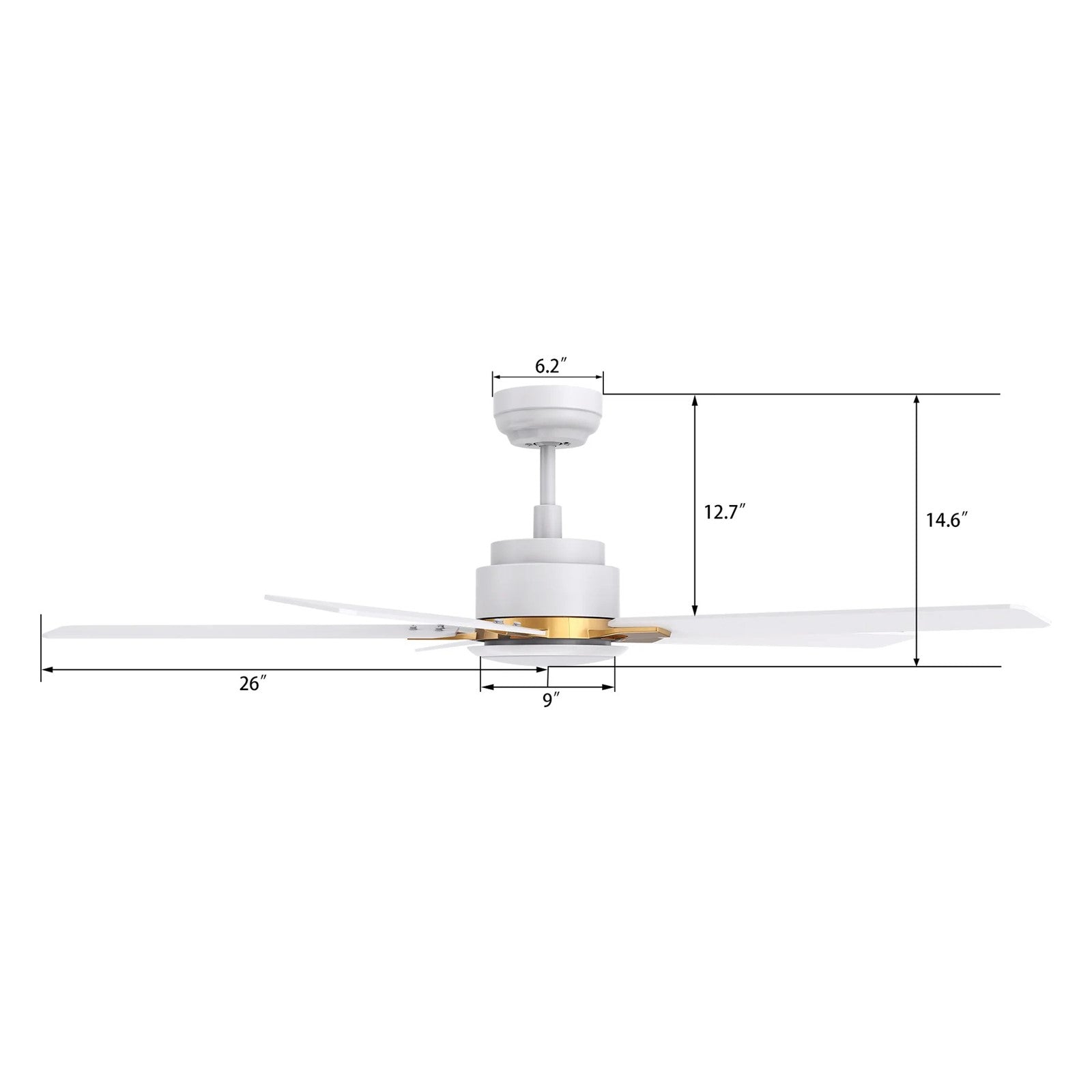 Carro Espear 52in Smart Ceiling Fan | White Gold Plywood Blades and Integrated LED | Large Living Rooms & Covered Patios | 52 x | Model SFR525J-L12-W1-1G