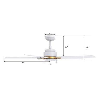 Carro Espear 52in Smart Ceiling Fan | White Gold Plywood Blades and Integrated LED | Large Living Rooms & Covered Patios | 52 x | Model SFR525J-L12-W1-1G