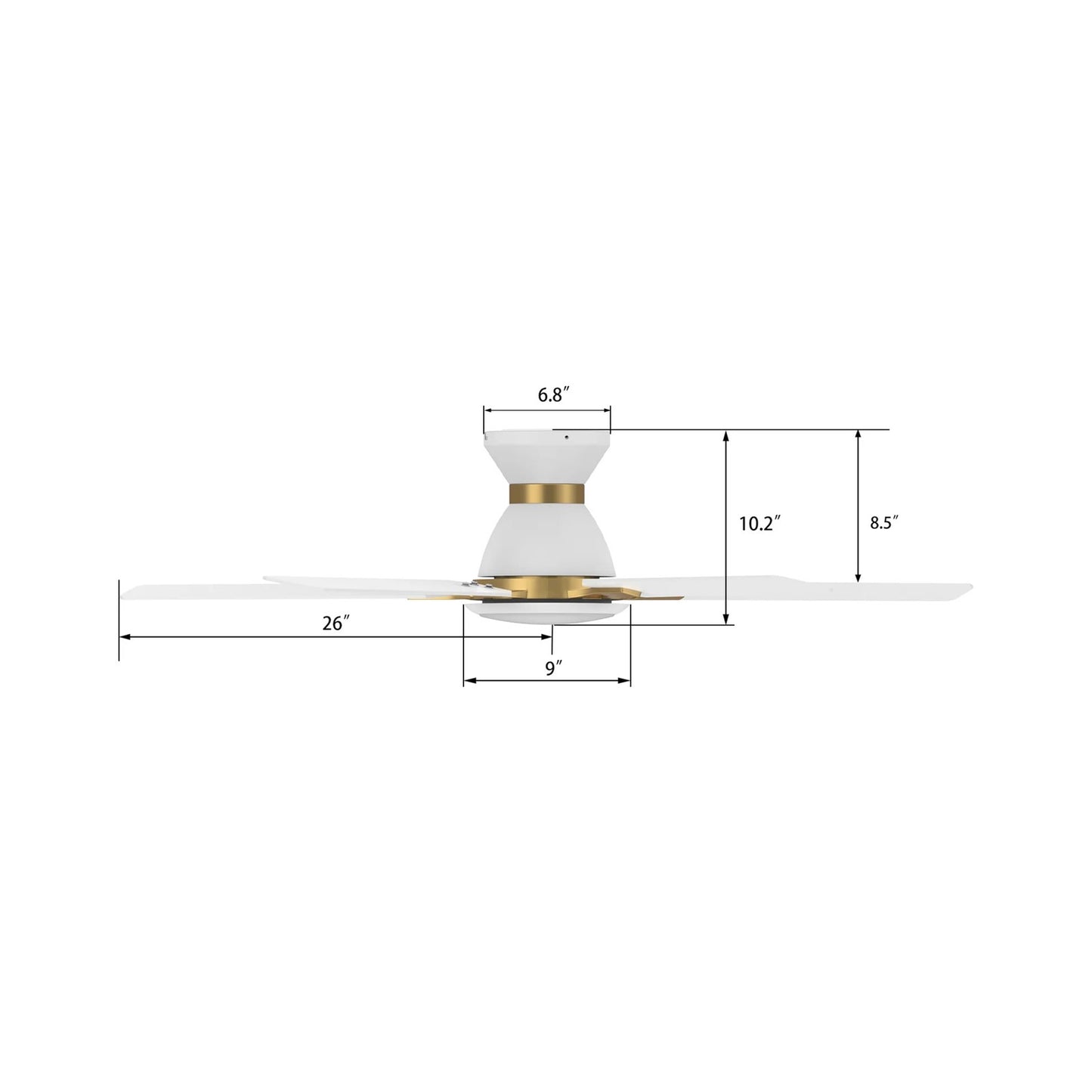 Carro Espear 52in Flush Mount Smart Ceiling Fan | White Gold Plywood Blades and Glass Shade | Large Living Rooms & Covered | Model SFR525J-L12-W1-1G-FMA