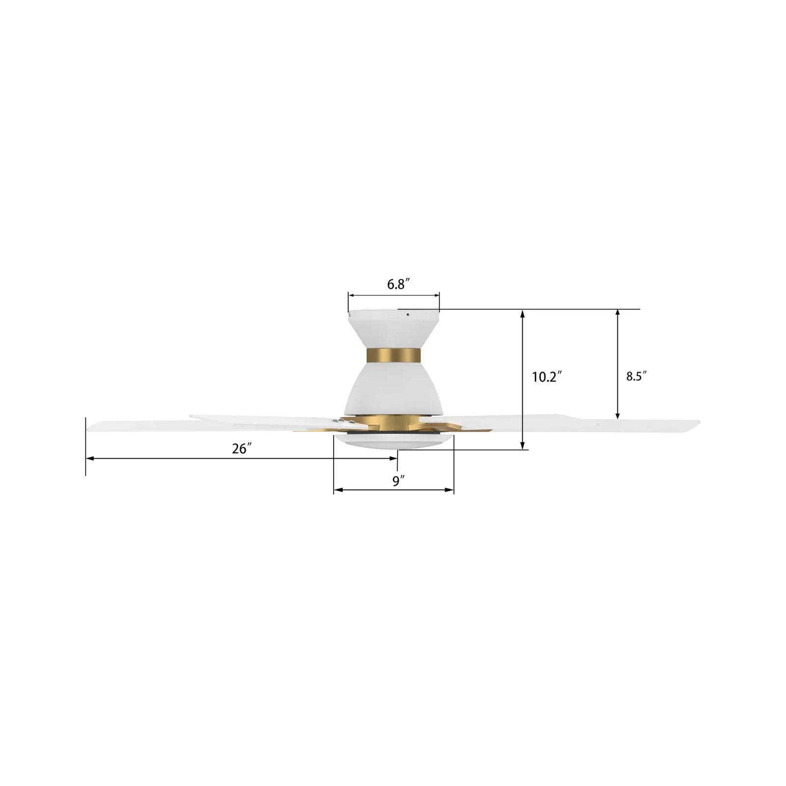 Carro Espear 52in Flush Mount Smart Ceiling Fan | White Gold Plywood Blades and Glass Shade | Large Living Rooms & Covered | Model SFR525J-L12-W1-1G-FMA