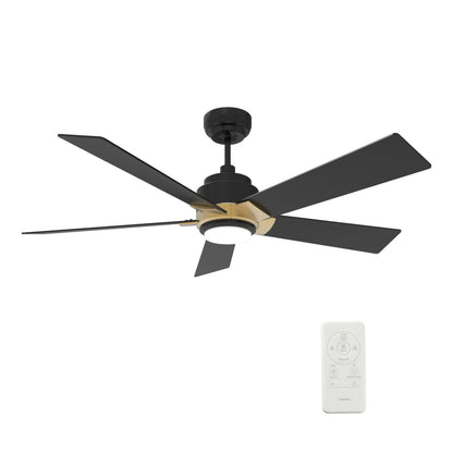 Carro Ascender 52in 5-Blade Smart Ceiling Fan | Modern Black Gold and High-Quality Plywood with LED | Large Living Room & | Model SFR525J1-L11-B2-1G