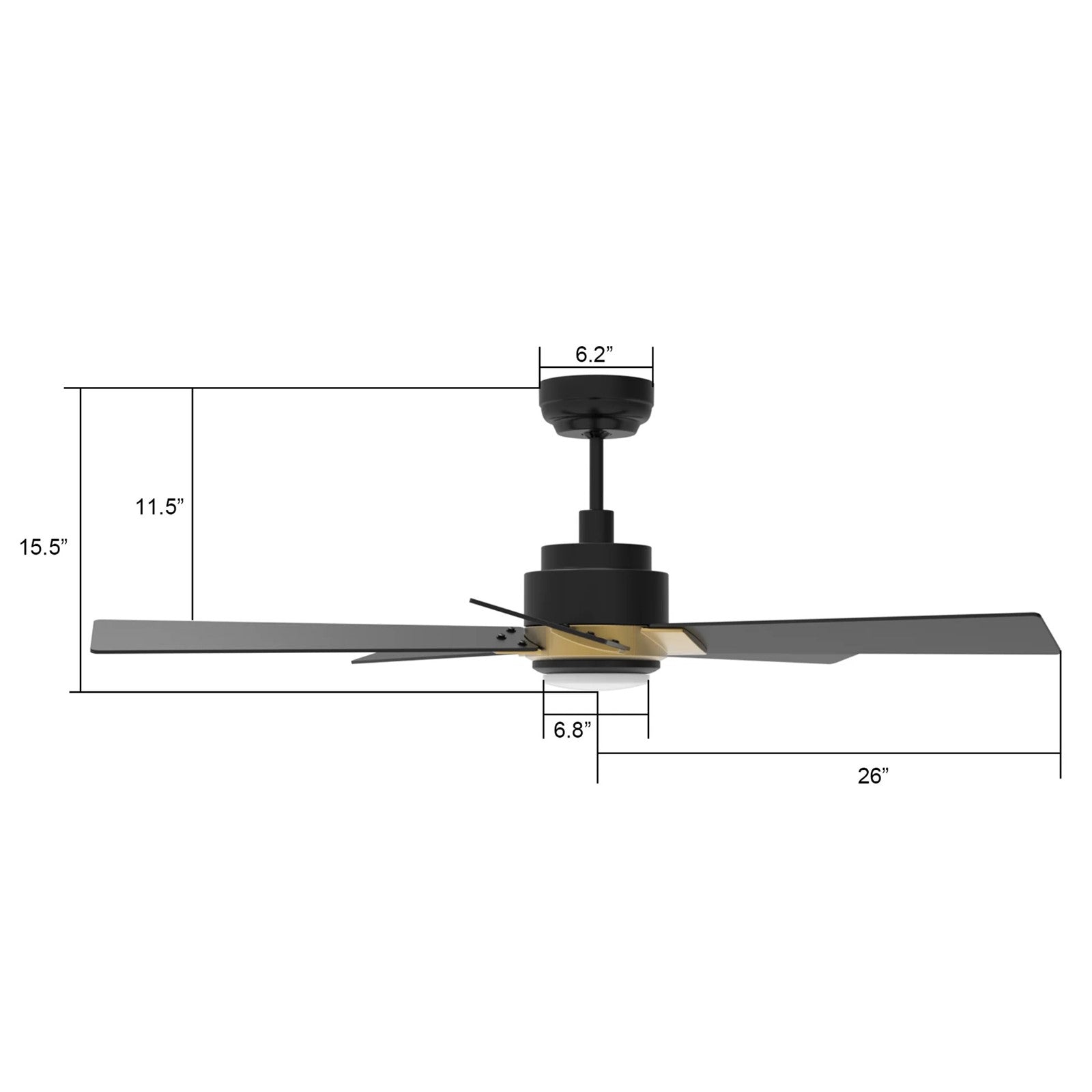 Carro Ascender 52in 5-Blade Smart Ceiling Fan | Modern Black Gold and High-Quality Plywood with LED | Large Living Room & | Model SFR525J1-L11-B2-1G