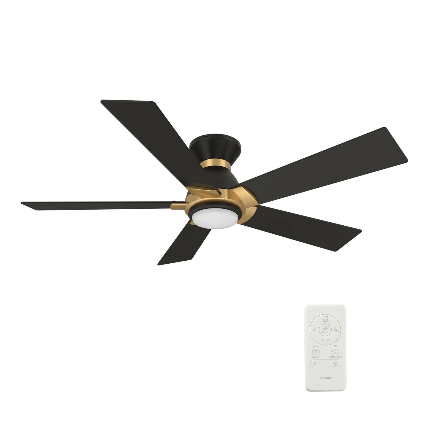 Carro Ascender 52in 5-Blade Ceiling Fan | Black and Gold Plywood Blades | Living Room, Bedroom & Covered Patio | 52 x 52 x | Model SFR525J1-L11-B2-1G-FMA