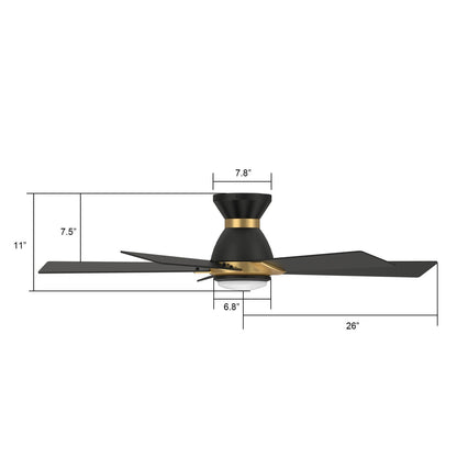 Carro Ascender 52in 5-Blade Ceiling Fan | Black and Gold Plywood Blades | Living Room, Bedroom & Covered Patio | 52 x 52 x | Model SFR525J1-L11-B2-1G-FMA
