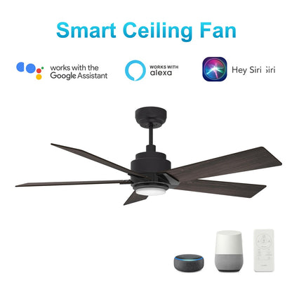 Carro Ascender 52in 5-Blade Ceiling Fan | Black Walnut Plywood Blades | Living Room, Bedroom & Covered Patio | 52 x 52 x 14.7 | Model SFR525J1-L11-B5-1