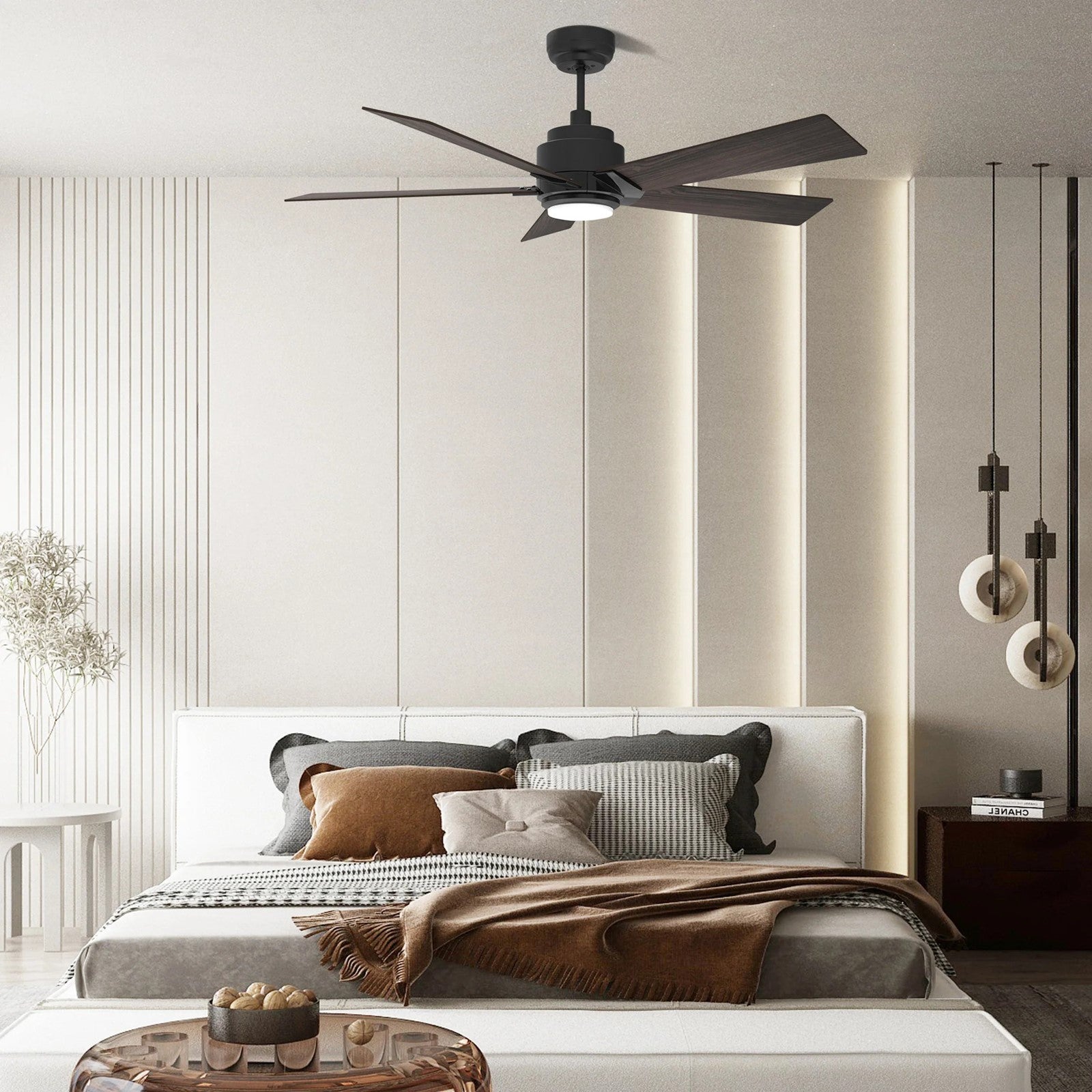 Carro Ascender 52in 5-Blade Ceiling Fan | Black Walnut Plywood Blades | Living Room, Bedroom & Covered Patio | 52 x 52 x 14.7 | Model SFR525J1-L11-B5-1