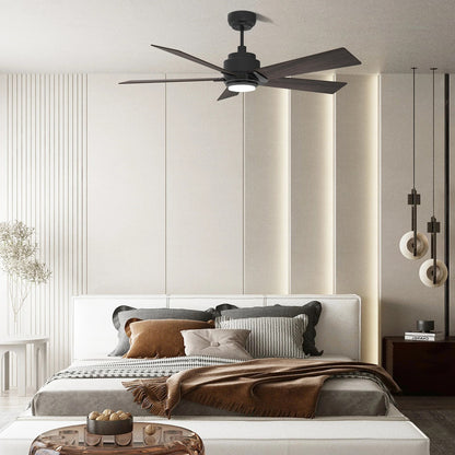 Carro Ascender 52in 5-Blade Ceiling Fan | Black Walnut Plywood Blades | Living Room, Bedroom & Covered Patio | 52 x 52 x 14.7 | Model SFR525J1-L11-B5-1