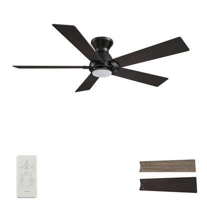 Carro Ascender 52in 5-Blade Ceiling Fan | Black Barnwood Plywood Blades | Living Room, Bedroom & Covered Patio | 52 x 52 x | Model SFR525J1-L11-BG-1-FM