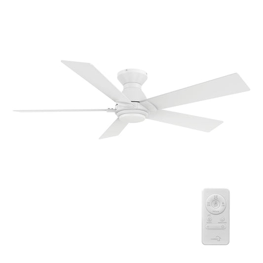Carro Ascender 52in 5-Blade Flush Mount Smart Ceiling Fan | Modern White Plywood Blades and Integrated LED | Living Room & | Model SFR525J1-L11-W1-1-FM