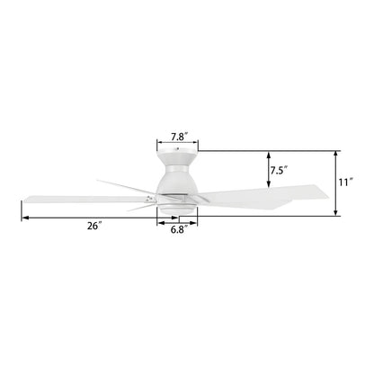 Carro Ascender 52in 5-Blade Flush Mount Smart Ceiling Fan | Modern White Plywood Blades and Integrated LED | Living Room & | Model SFR525J1-L11-W1-1-FM