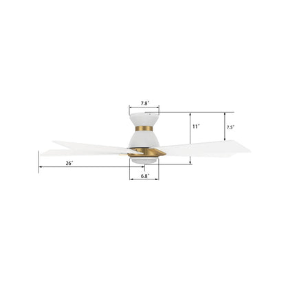 Carro Ascender 52in 5-Blade Flush Mount Smart Ceiling Fan | Modern White/Gold Plywood Blades and Integrated LED | Living | Model SFR525J1-L11-W1-1G-FMA