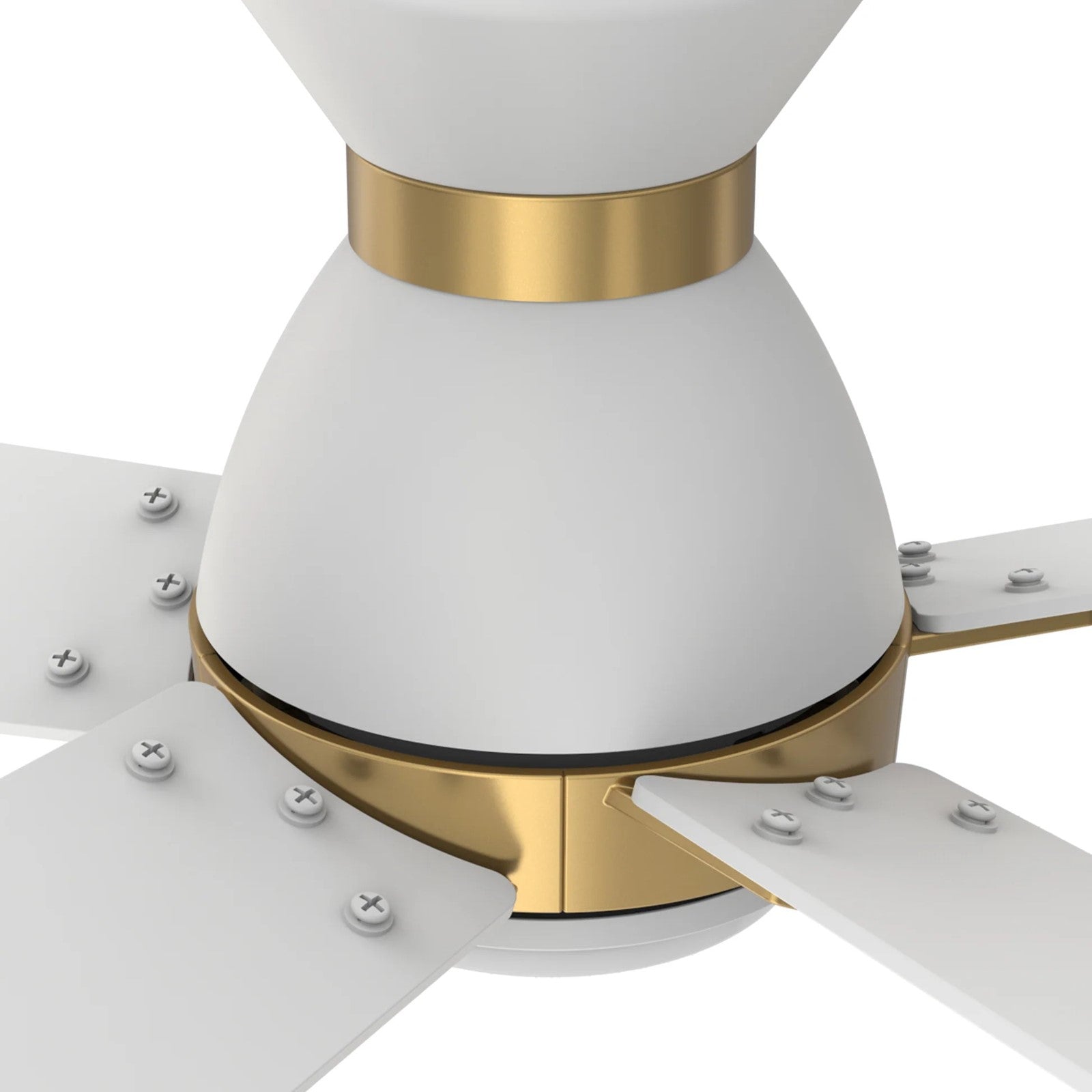 Carro Ascender 52in 5-Blade Flush Mount Smart Ceiling Fan | Modern White/Gold Plywood Blades and Integrated LED | Living | Model SFR525J1-L11-W1-1G-FMA