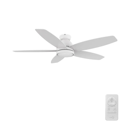 Carro Fremont 52in 5-Blade Flush Ceiling Fan | White Plywood Blades and Integrated LED | Living Room & Covered Patio | 52 x | Model SFR525Q5-L12-W1-1-FM