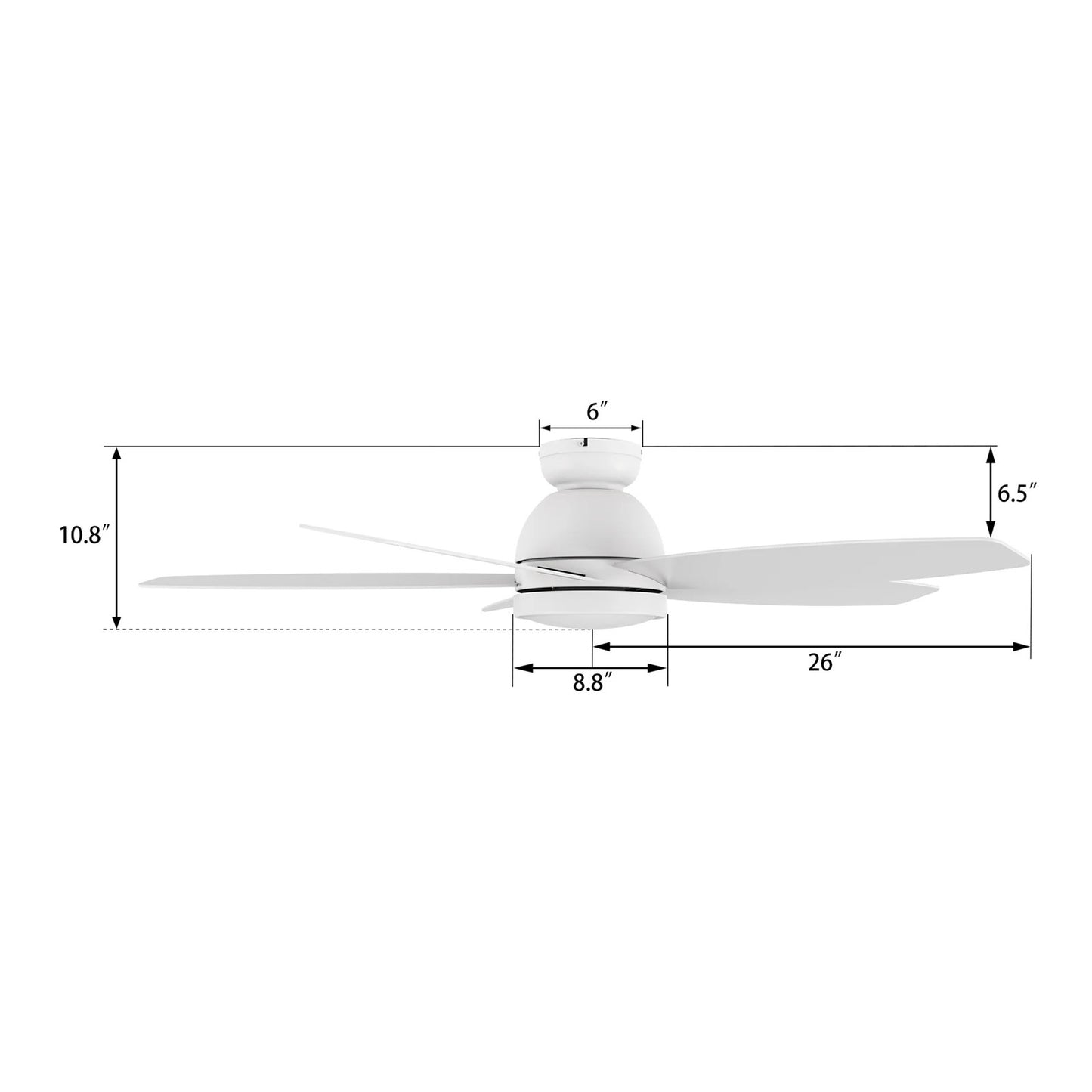 Carro Fremont 52in 5-Blade Flush Ceiling Fan | White Plywood Blades and Integrated LED | Living Room & Covered Patio | 52 x | Model SFR525Q5-L12-W1-1-FM