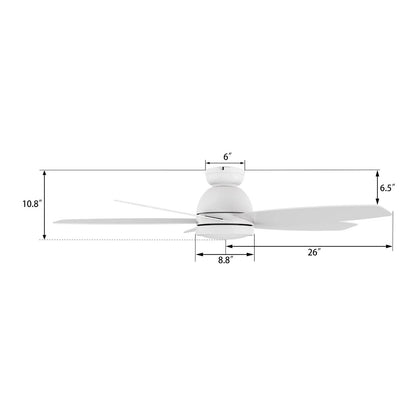 Carro Fremont 52in 5-Blade Flush Ceiling Fan | White Plywood Blades and Integrated LED | Living Room & Covered Patio | 52 x | Model SFR525Q5-L12-W1-1-FM