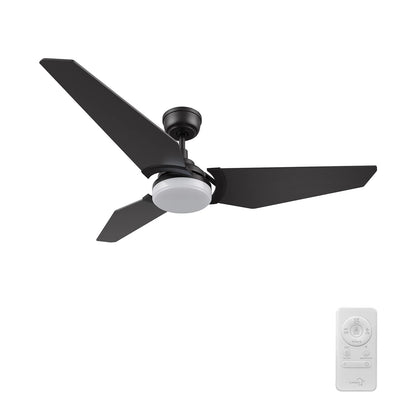 Carro Kaj 56in 3-Blade Smart Ceiling Fan | Black Plywood Blades and Integrated LED | Living Room & Covered Patio | 56 x 56 x 13.4 | Model SFR563B-L12-B2-1