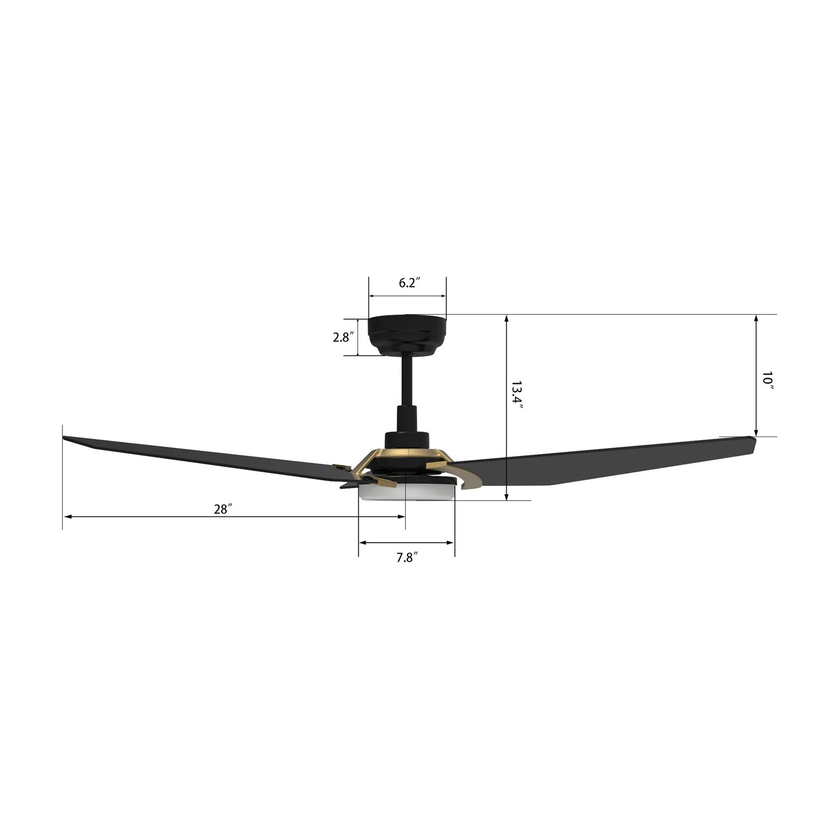 Carro Kaj 56in 3-Blade Smart Ceiling Fan | Black Gold Plywood Blades and Integrated LED | Living Room & Covered Patio | 56 x 56 | Model SFR563B-L12-B2-1G