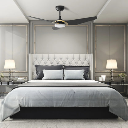 Carro Kaj 56in 3-Blade Smart Ceiling Fan | Black Gold Plywood Blades and Integrated LED | Living Room & Covered Patio | 56 x 56 | Model SFR563B-L12-B2-1G