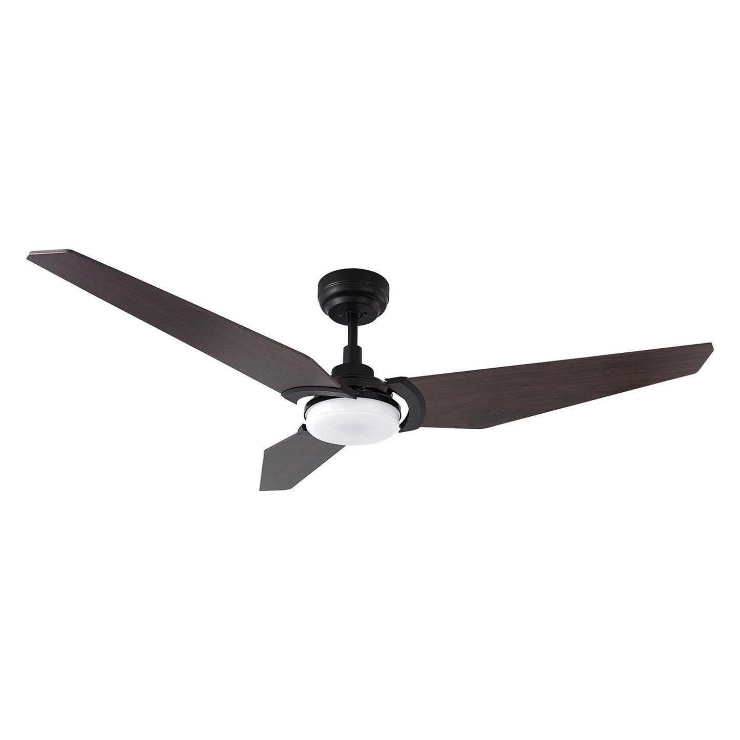 Carro Kaj 56in 3-Blade Smart Ceiling Fan | Black Walnut Plywood Blades and Integrated LED | Living Room & Covered Patio | 56 x 56 | Model SFR563B-L12-B5-1