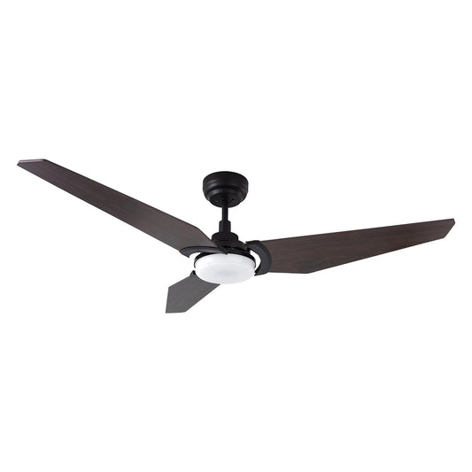 Carro Kaj 56in 3-Blade Smart Ceiling Fan | Black Walnut Plywood Blades and Integrated LED | Living Room & Covered Patio | 56 x 56 | Model SFR563B-L12-B5-1