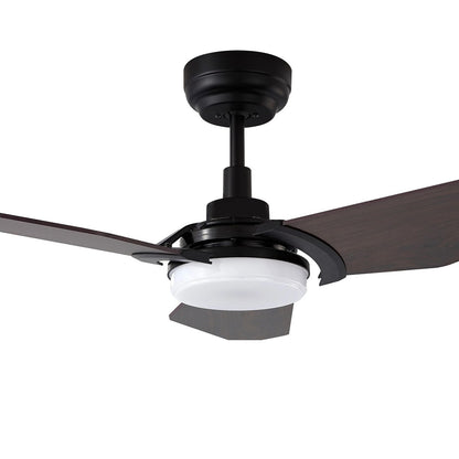 Carro Kaj 56in 3-Blade Smart Ceiling Fan | Black Walnut Plywood Blades and Integrated LED | Living Room & Covered Patio | 56 x 56 | Model SFR563B-L12-B5-1