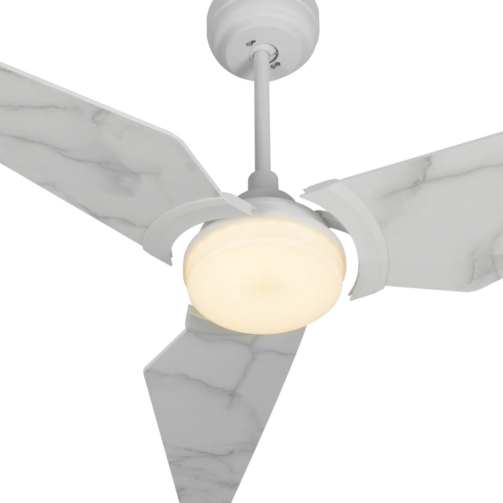 Carro Kaj 56in 3-Blade Smart Ceiling Fan | White Marble Plywood Blades | Living Room & Covered Patio | 56 x 56 x 13.4 in | Model SFR563B-L12-W7-1