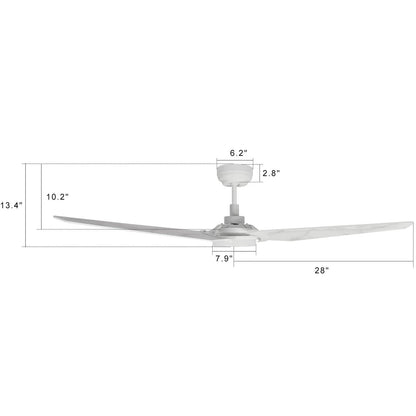 Carro Kaj 56in 3-Blade Smart Ceiling Fan | White Marble Plywood Blades | Living Room & Covered Patio | 56 x 56 x 13.4 in | Model SFR563B-L12-W7-1