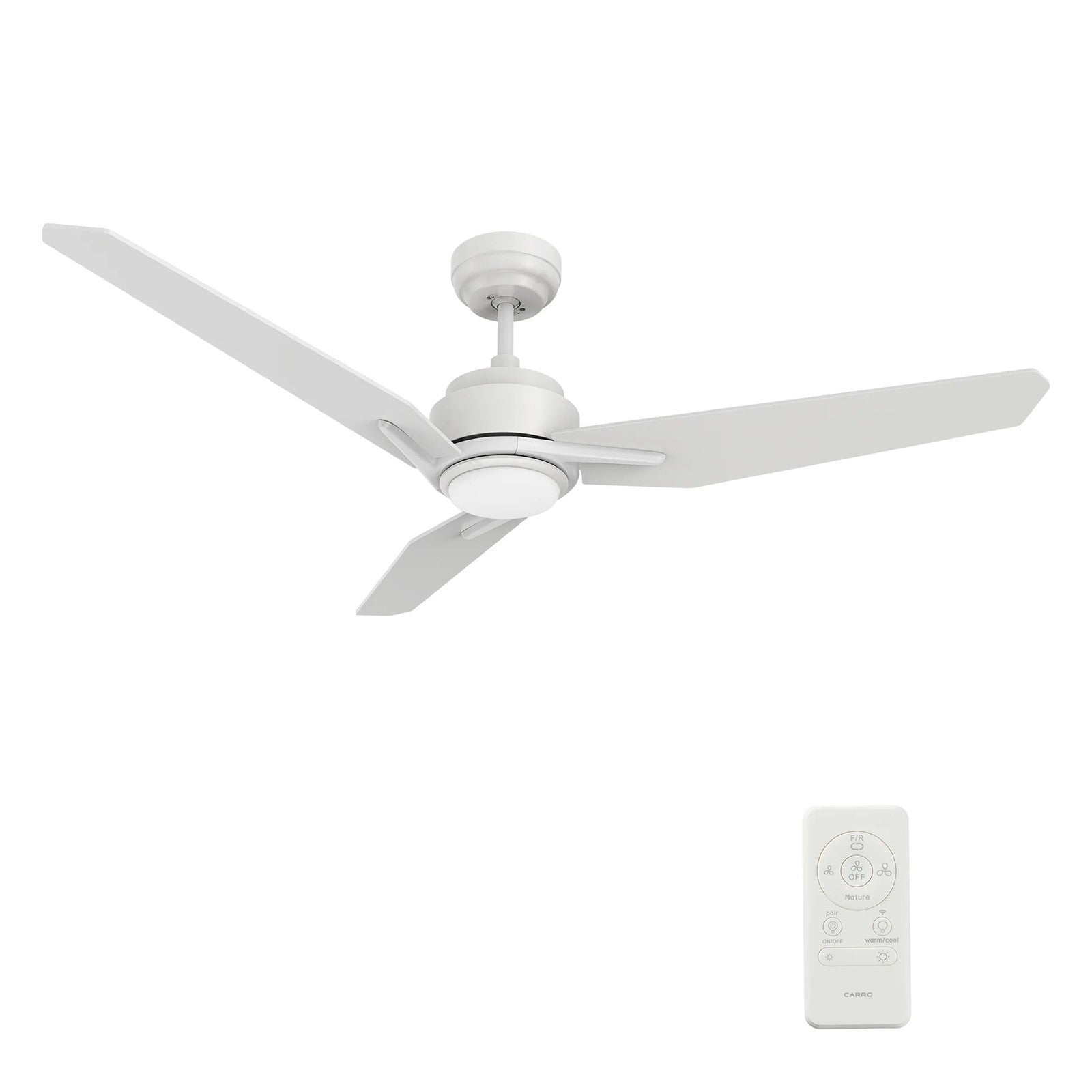 Carro Calen 56in 3-Blade Smart Ceiling Fan | White Plywood Blades and Integrated LED | Living Room & Covered Patio | 56 x 56 x | Model SFR563J3-L11-W1-1
