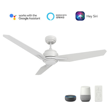 Carro Calen 56in 3-Blade Smart Ceiling Fan | White Plywood Blades and Integrated LED | Living Room & Covered Patio | 56 x 56 x | Model SFR563J3-L11-W1-1