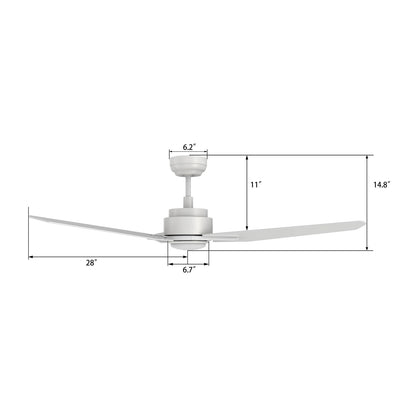 Carro Calen 56in 3-Blade Smart Ceiling Fan | White Plywood Blades and Integrated LED | Living Room & Covered Patio | 56 x 56 x | Model SFR563J3-L11-W1-1