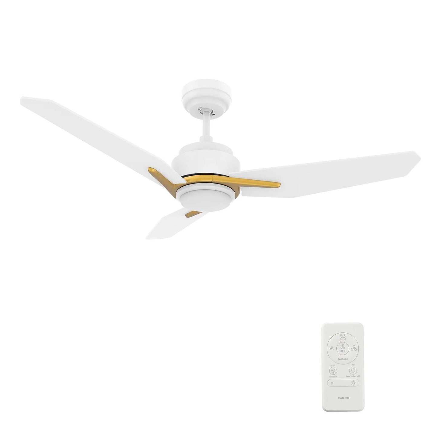 Carro Calen 56in 3-Blade Smart Ceiling Fan | White Gold Plywood Blades and Integrated LED | Living Room & Covered Patio | 56 x | Model SFR563J3-L11-W1-1G
