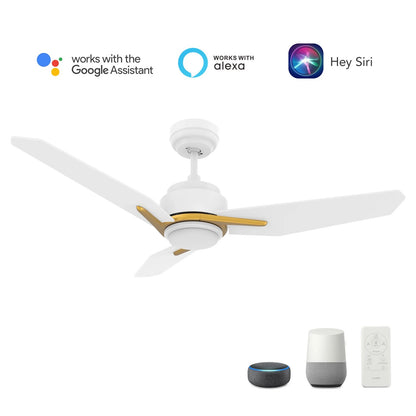 Carro Calen 56in 3-Blade Smart Ceiling Fan | White Gold Plywood Blades and Integrated LED | Living Room & Covered Patio | 56 x | Model SFR563J3-L11-W1-1G