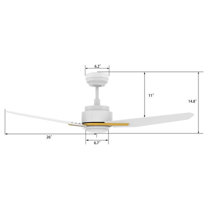 Carro Calen 56in 3-Blade Smart Ceiling Fan | White Gold Plywood Blades and Integrated LED | Living Room & Covered Patio | 56 x | Model SFR563J3-L11-W1-1G