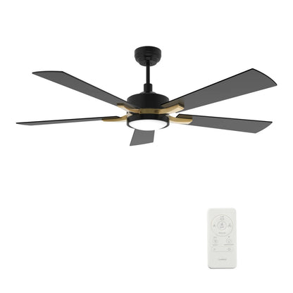 Carro Appleton 56in 5-Blade Smart Ceiling Fan | Black Gold Plywood Blades and Integrated LED | Living Room & Covered Patio | 56 | Model SFR565E-L12-B2-1G