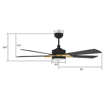 Carro Appleton 56in 5-Blade Smart Ceiling Fan | Black Gold Plywood Blades and Integrated LED | Living Room & Covered Patio | 56 | Model SFR565E-L12-B2-1G