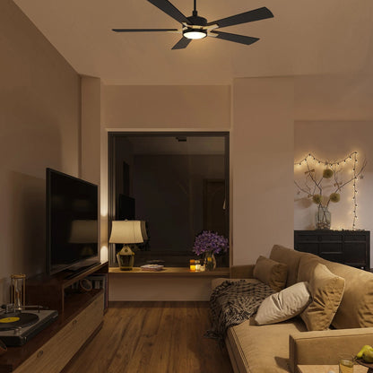 Carro Appleton 56in 5-Blade Smart Ceiling Fan | Black Gold Plywood Blades and Integrated LED | Living Room & Covered Patio | 56 | Model SFR565E-L12-B2-1G