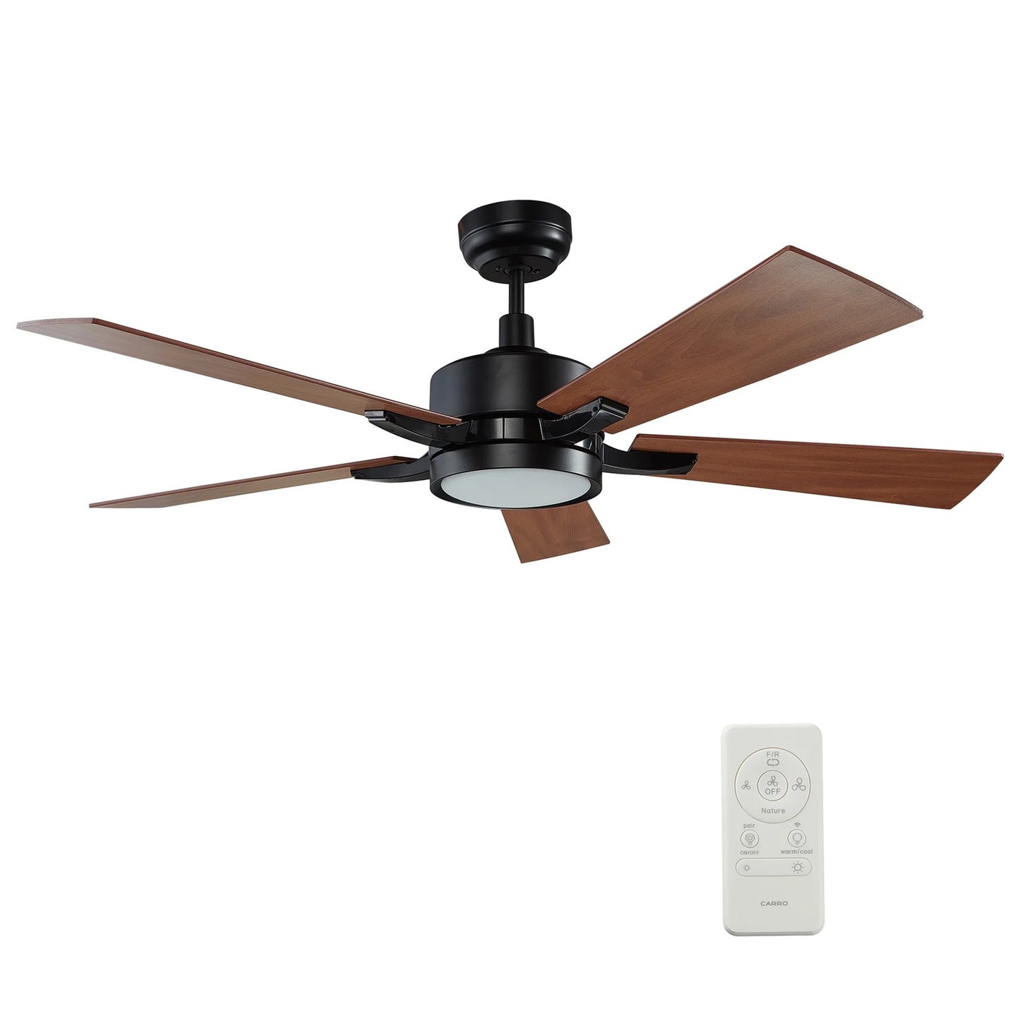 Carro Appleton 56in 5-Blade Smart Ceiling Fan | Black Cherry Plywood Blades and Integrated LED | Living Room & Covered Patio | 56 | Model SFR565E-L12-B3-1