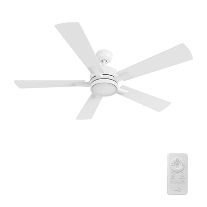 Carro Appleton 56in 5-Blade Smart Ceiling Fan | Modern White Plywood Blades | Living Room & Covered Patio | 15 x 56 x 56 in | Model SFR565E-L12-W1-1